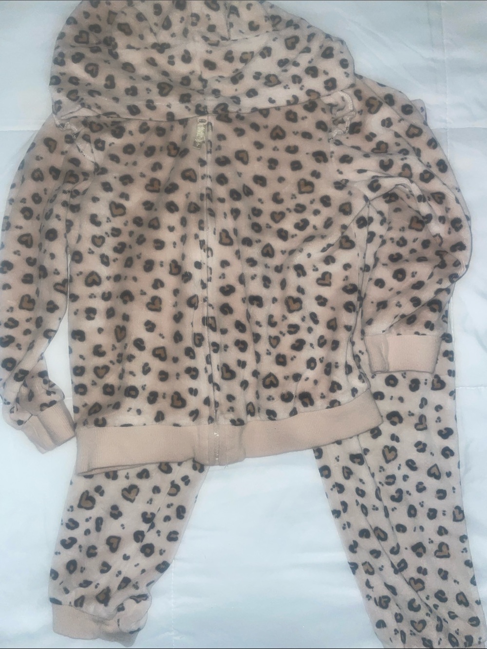 Kids Leopard Print Hooded  with leopard ears sweatsuit